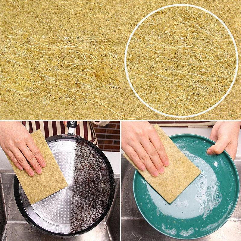 5/10/20pcs Sisal Microfiber Sponge Eco-friendly Plant Sponges for Dishwashing Natural Fiber Cleaning Cloth Kitchen Accessories - Twinsupliers