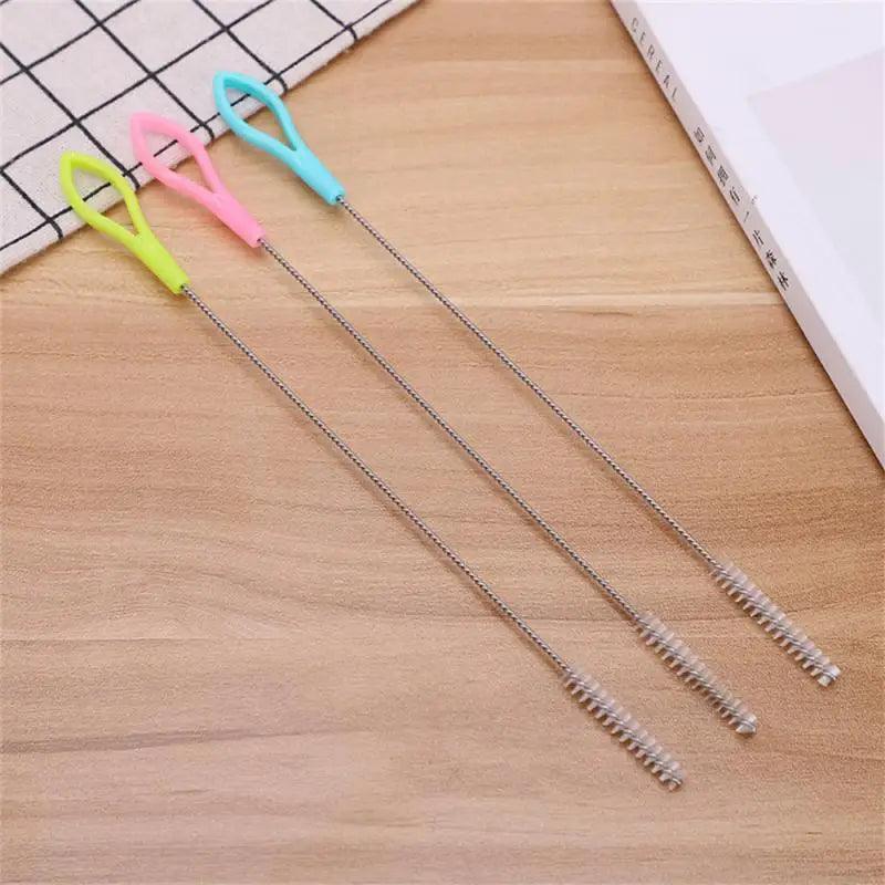 5PCS Nylon Bottle Cleaning Brush Baby Stainless Steel Long Handle Cleaning Brushes Soft Hair Straws Spiral Kitchen Cleaning Tool - Twinsupliers