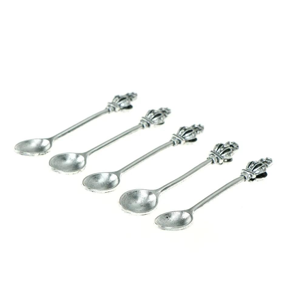 5pcs/lot Stainless Steel Mini Crown Handle Coffee Scoops Spoon Coffee Tea Ice Cream Spoons Dessert Spoon Couple Kitchen Tools - Twinsupliers