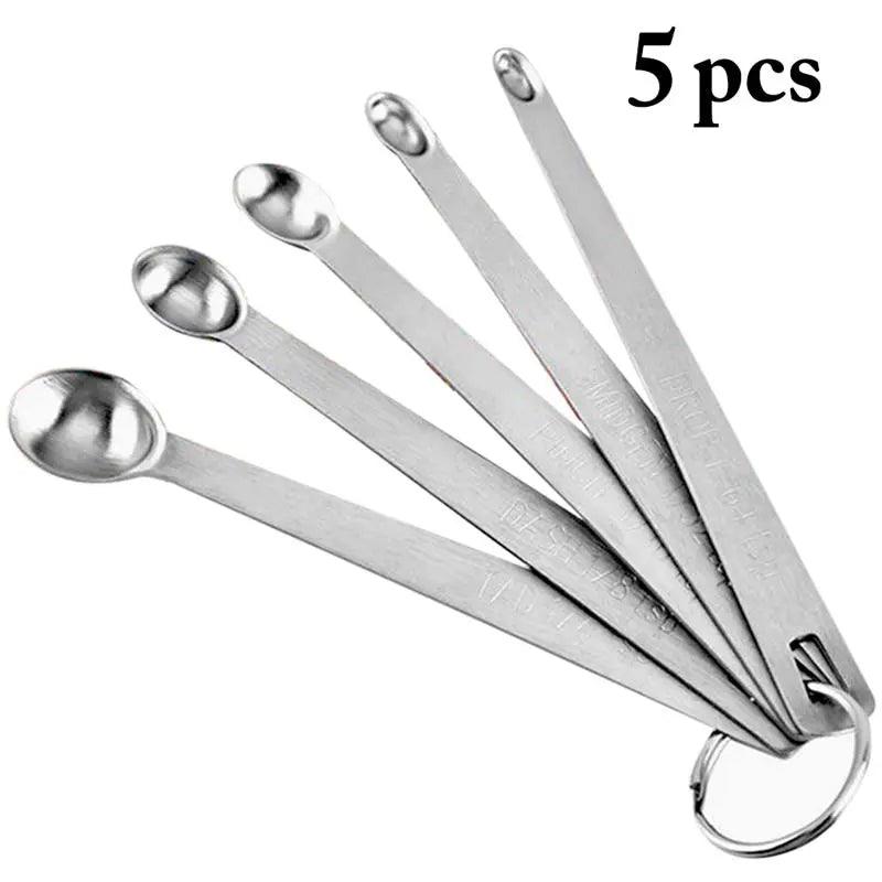 5pcs/Set Stainless Steel Coffee Measuring Spoons Small Measuring Spoon Multiple Size Tea Seasoning Measuring Spoon Kitchen Tools - Twinsupliers