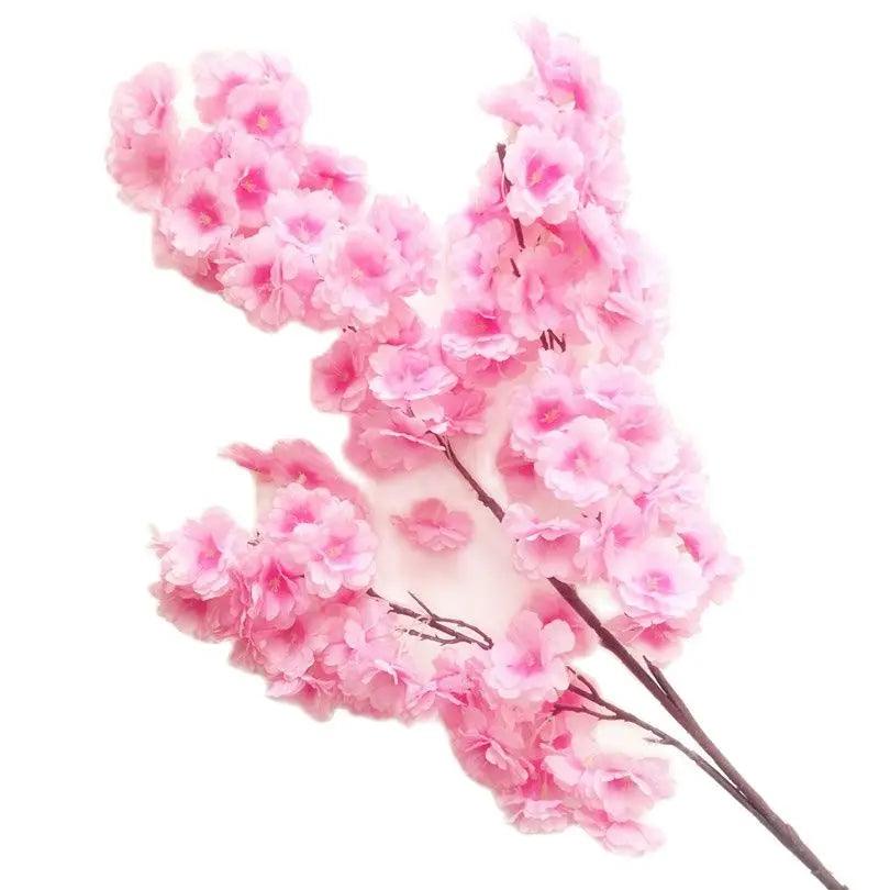 6pcs Fake Cherry Blossom Flower Branch Begonia Sakura Tree Stem for Event Wedding Tree Deco Artificial Decorative Flowers - Twinsupliers