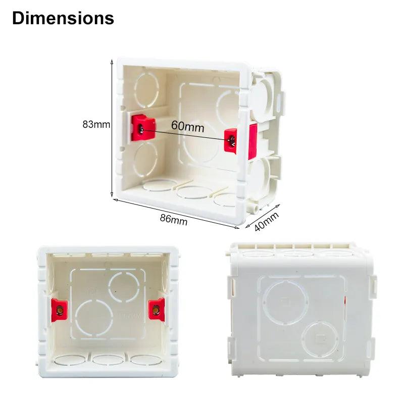 86*86 Fireproof Wall Mount Internal Junction box for 3*3 EU UK Switch Socket Wallpad Adjustable Concrete Wiring Cassette - Twinsupliers