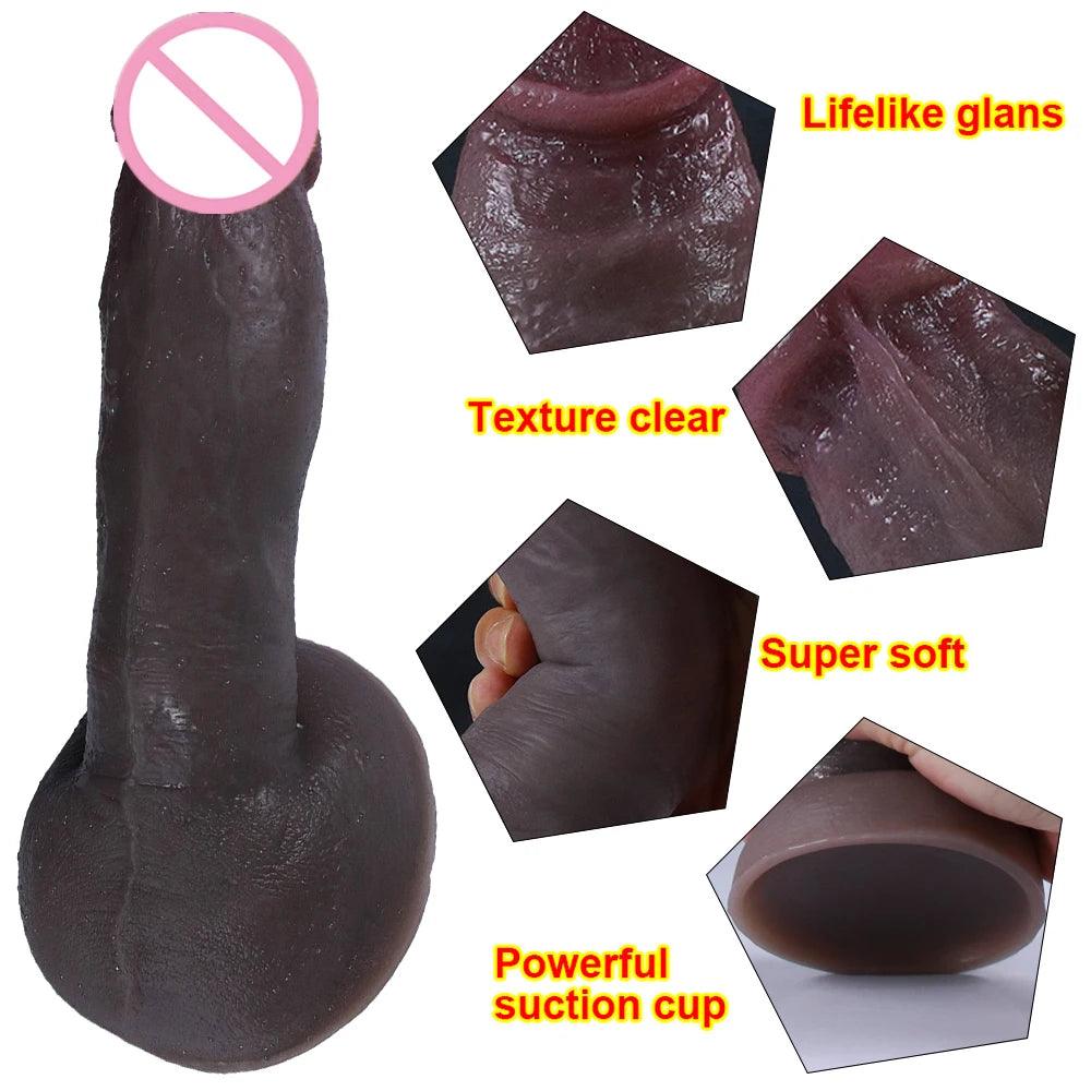 9 Styles New Real Skin Dildo Silicone Huge Soft Penis Big Suction Cup Women Vagina Masturbator Anal Sex Toy Goods For Adults 18 - Twin suppliers 