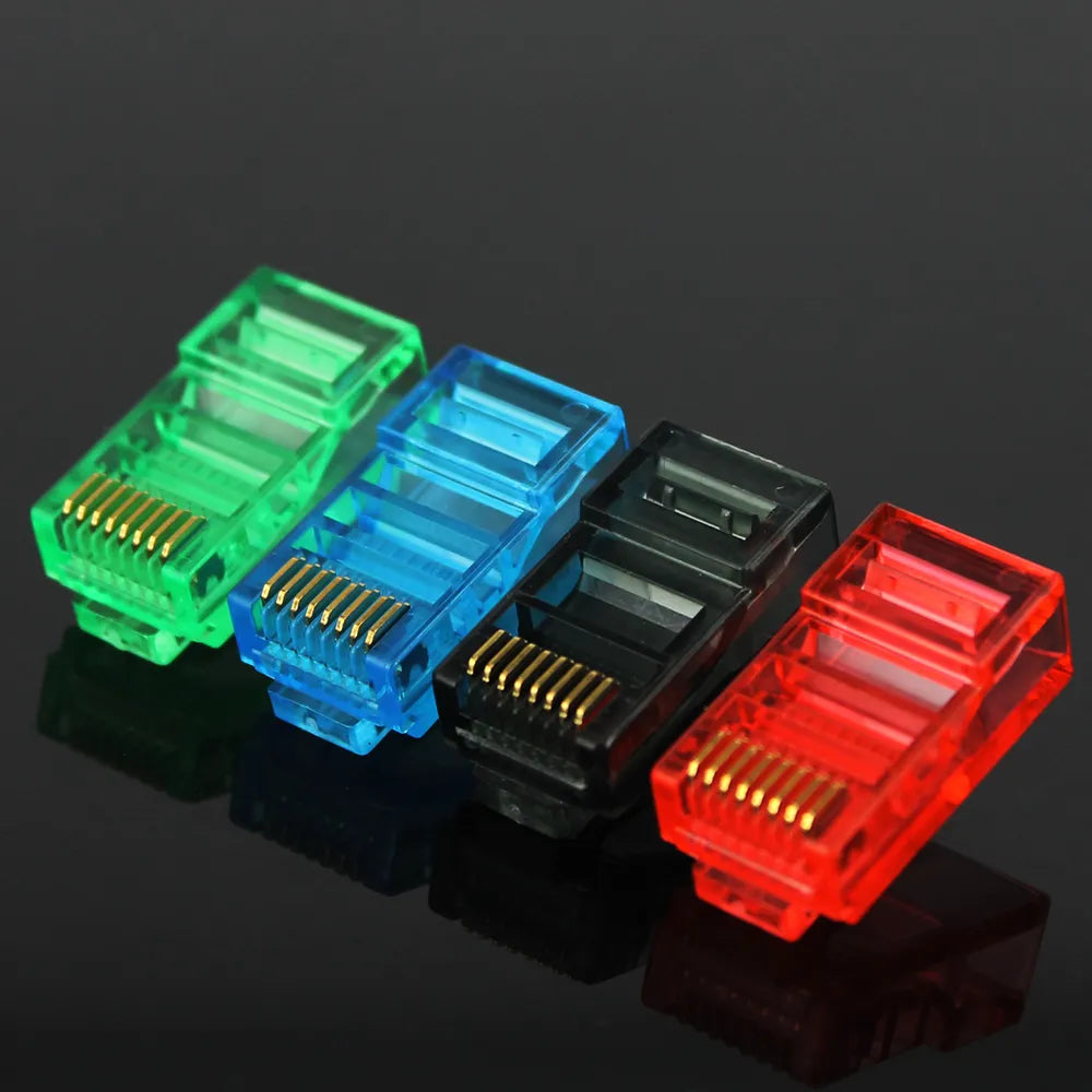 20/50/100PCS RJ45 Ethernet Cables Module Plug Network Connector RJ-45 Crystal Heads Cat5 Color Cat5e Gold Plated Cable