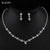 BLIJERY Fashion Crystal Bridal Jewelry Sets Silver Color Geometric Choker Necklace Earrings Bracelet Wedding Jewelry Sets