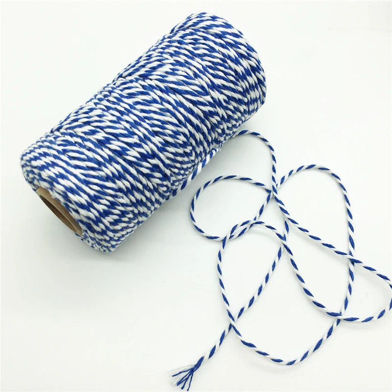 100m/roll Colorful DIY 2ply Bakers Pink String Cotton Cords Rope for Home Decor Handmade Christmas Gift Packing Craft Projects