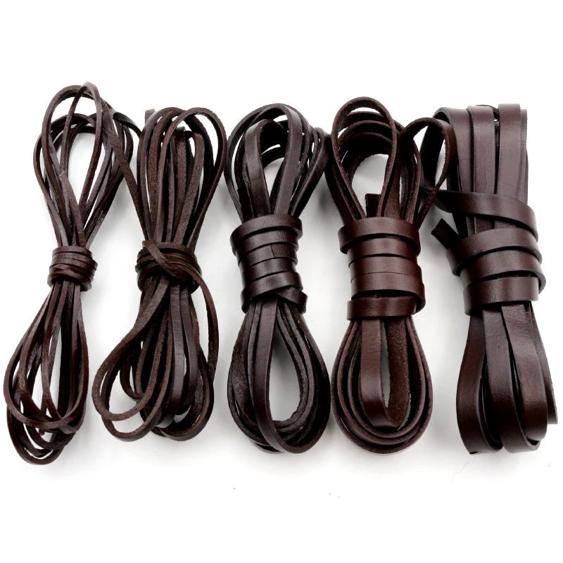 2-5m/lot 1-8mm Genuine Cow Leather Round/Flat Strand Thong Cord DIY Bracelet Findings Rope String For Jewelry Making Accessories