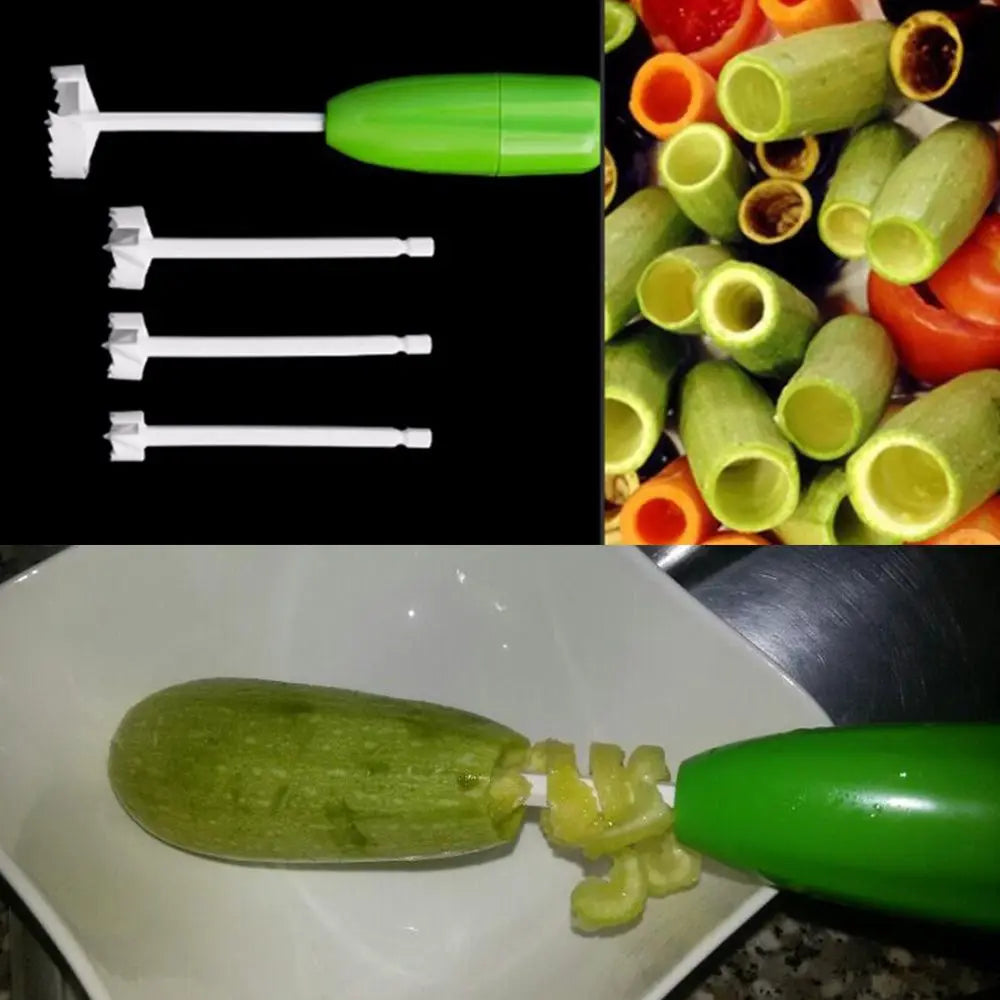 Practical 4Pcs Kitchen Tools Vegetable Spiral Cutter Digging Device Stuffed for Vegetable Fruit Corer Tools Spiralizer