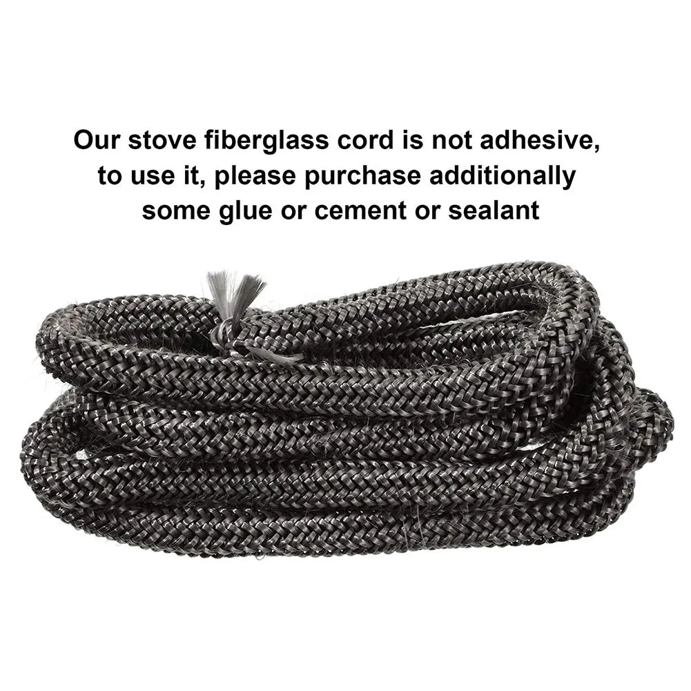 6/8/10/12mm Black Gasket Cord Stove Door Fireplace Cord 2m Fiberglass High Temperature Woodburner Sealing Rope Replacement