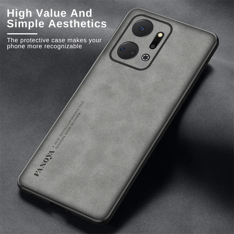 New Style Honer X7a Case Sheepskin Leather Cover For Honor X7a 5G RKY-LX1 6.75" TPU Soft Frame Lens Protect Fundas HonorX7a Hone