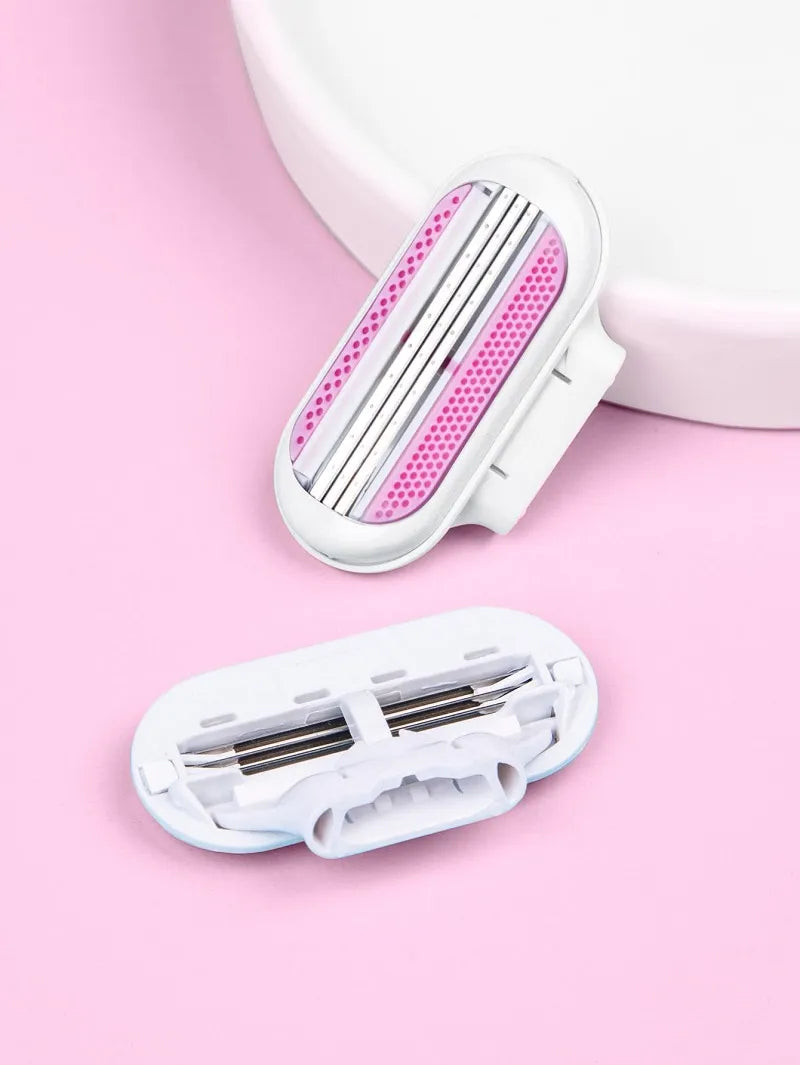 ( 1 Handle + 8 Blades ) Women Safety Razor Blades Face/ Leg/ Armpit/ Bikini Beauty Hair Removal Shaving Compatible Venus Shaver