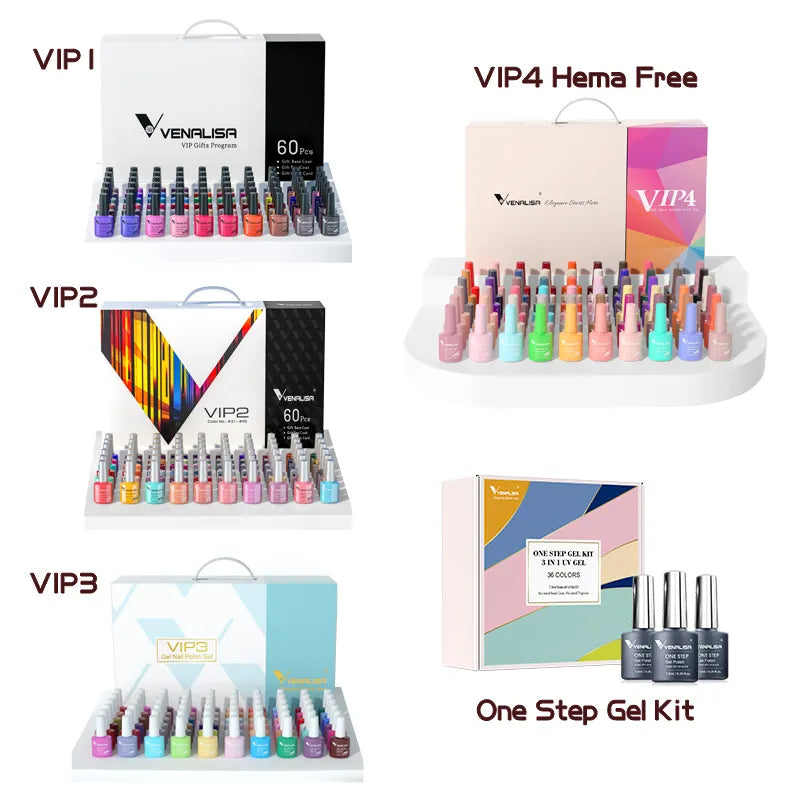 New Fashion Color Venalisa Gel Polish Kit VIP4 HEMA FREE Enamel Vernish For Nail Art Design Whole Set Nail Gel Learner Kit