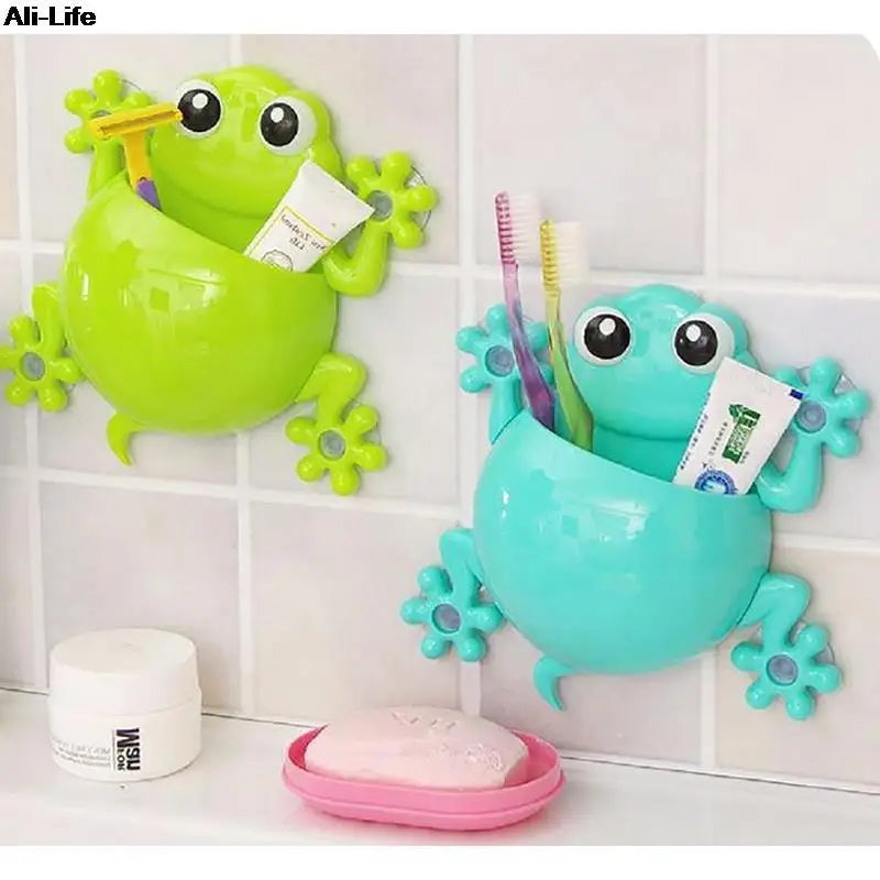 1PC Lovely Cartoon Gecko Model Toothbrush Toothpaste Holder Bathroom Sets 4 Suction Hooks Tooth Brush Container