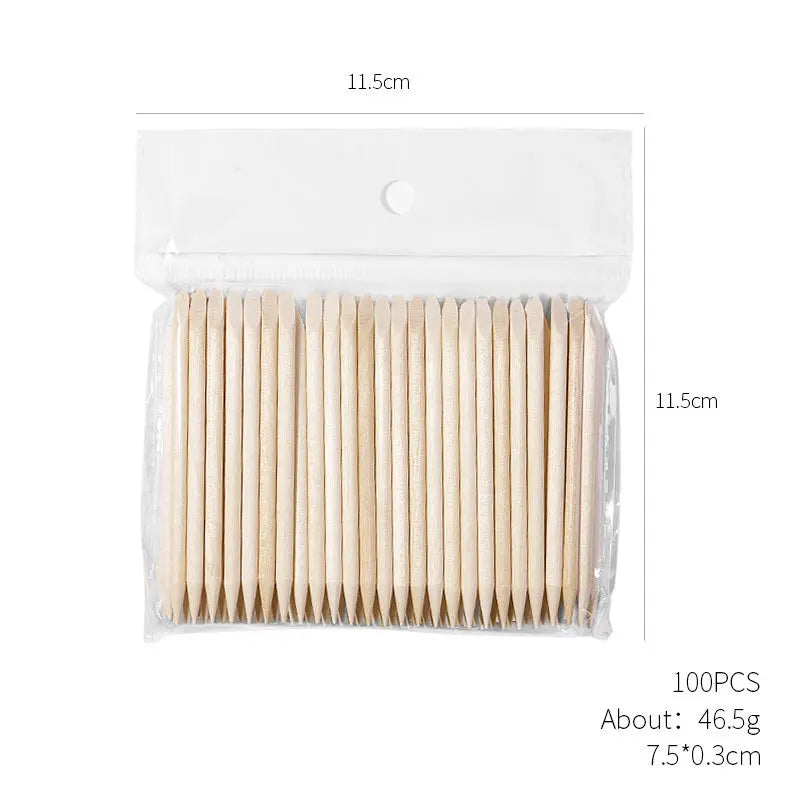 50/100Pcs Orange Wooden Nail Stick Boxwood Sticks for Manicure Professional Cuticle Pedicure Remover Nail Art Deco Clean Tool