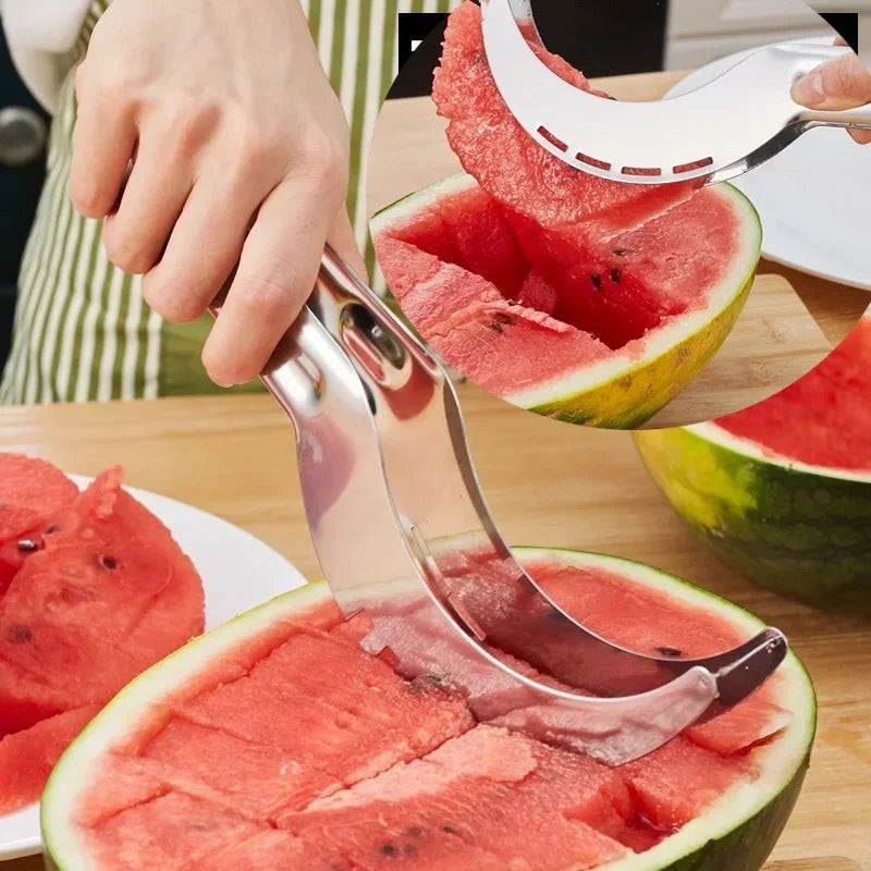 Stainless Steel Watermelon Cutting Artifact Watermelon Slicer Watermelon Digger Fruit Divider Kitchen Fruit Slicer Cutter Tool