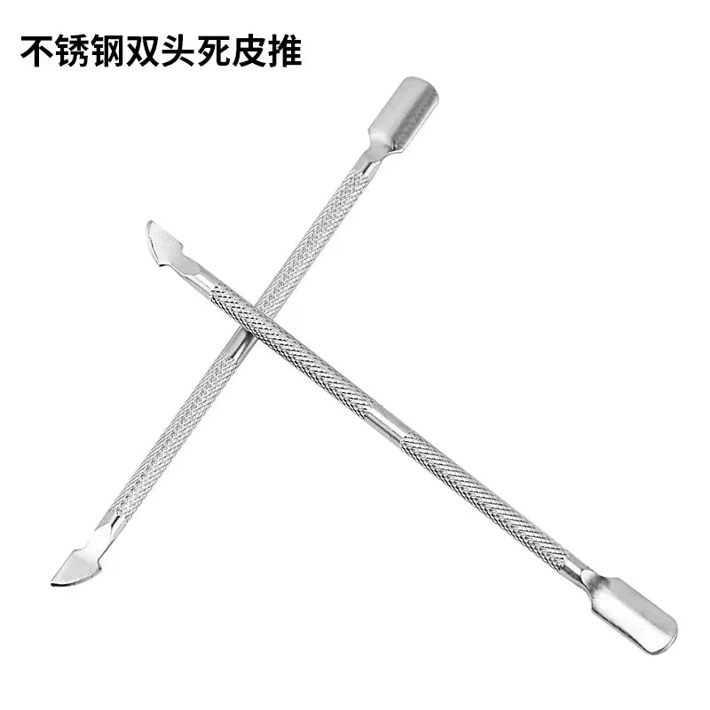 1pc Nail Art Tool Stainless Steel Double Push Spoon Pusher Cut Remover Cuticle Trimmer Manicure Pedicure Care