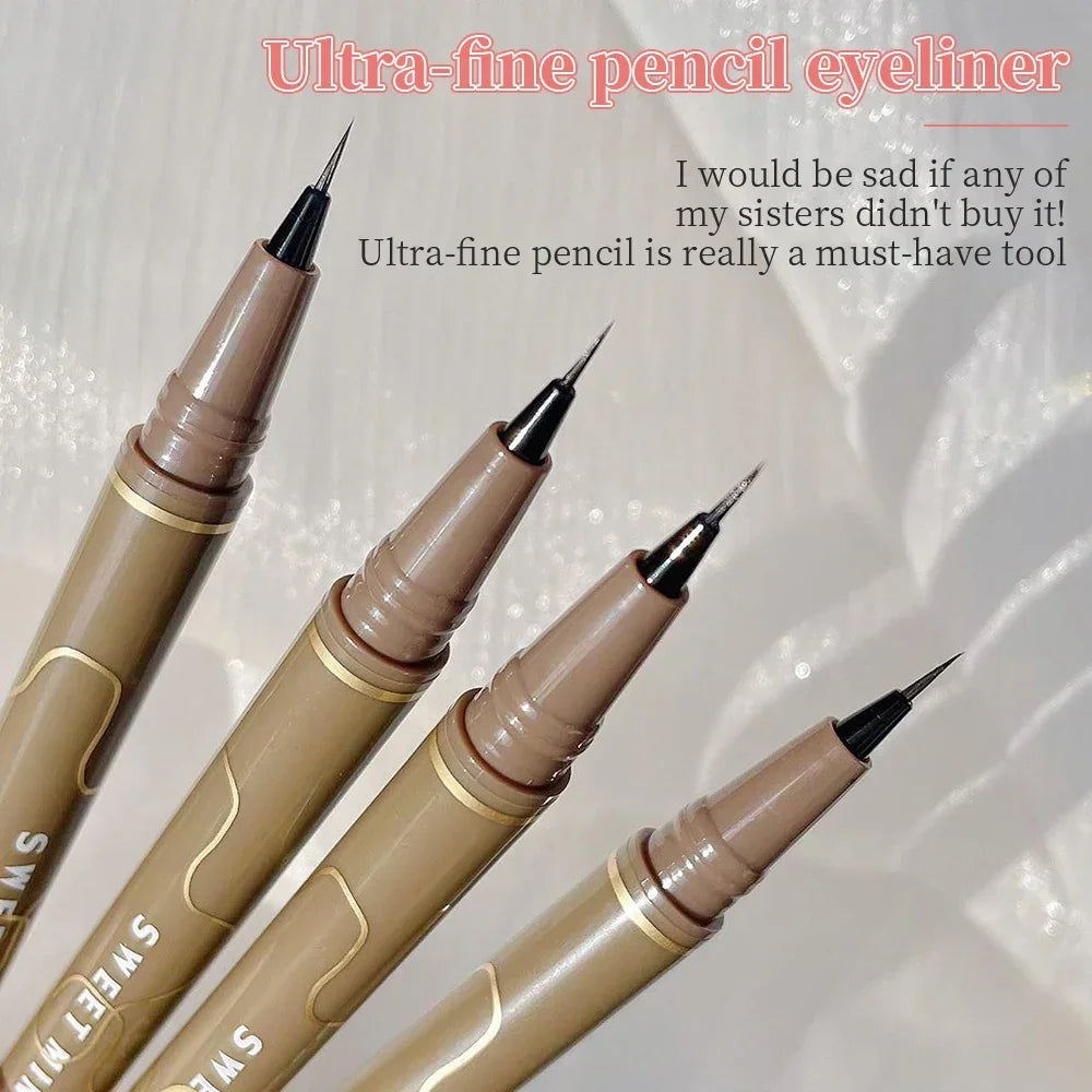 Eyeliner Pen Waterproof Sweat Proof Fast Drying Fine Pen Head Long-lasting Non Smudging Liquid Silkworm Laying Pen Beauty Tool