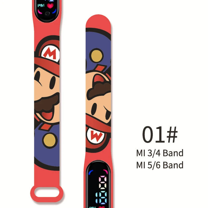 Super Mario children‘s Watch Cartoon Anime Character Luigi Luminous Bracelet Watch LED Touch Waterproof Sports kids watch gifts