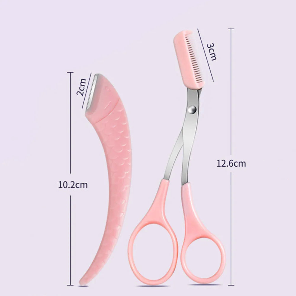 Eyebrow Trimming Knife Eyebrow Face Razor Eyebrow Scissors Brow Comb Trimmer Scraper Women Professional Beauty Makeup Tools