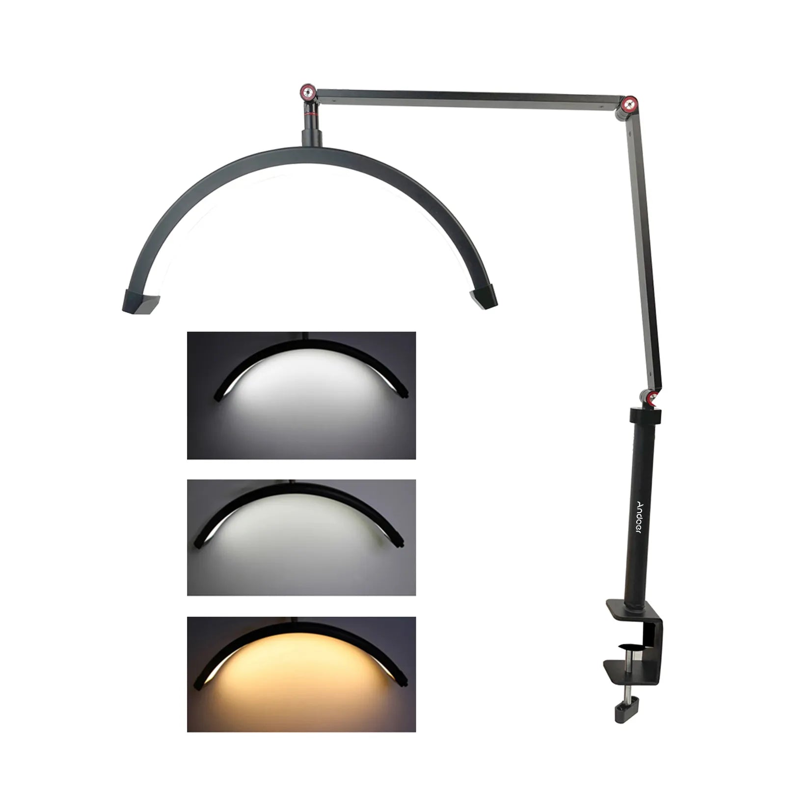 Andoer HD-M3X LED Video Light Half-moon Shaped Desktop Ring Light 3000K-6000K Dimmable for Beauty Salon Makeup Live Streaming