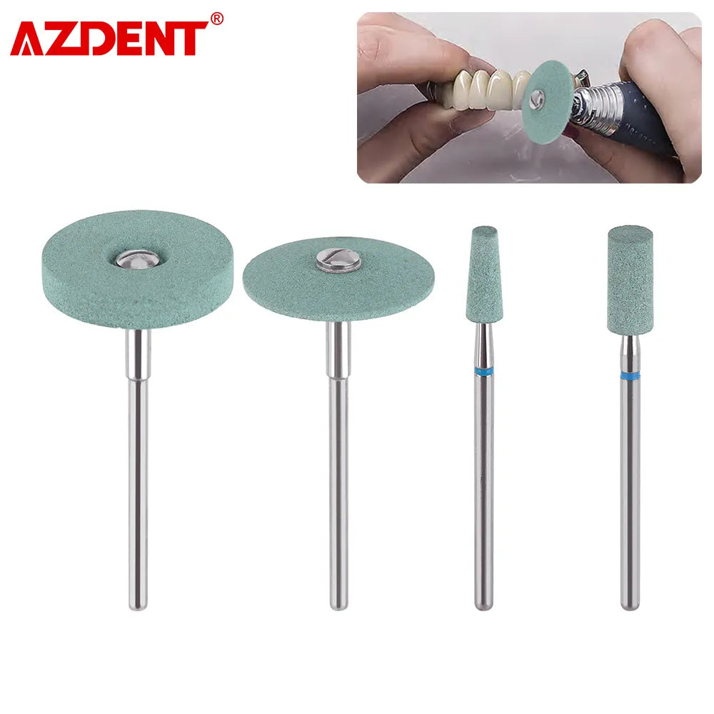 AZDENT 5pcs Dental Polisher Ceramic Diamond Grinding Head Stone Zirconia Ceramics Emax Crowns Grinder Quick Polishing Burs