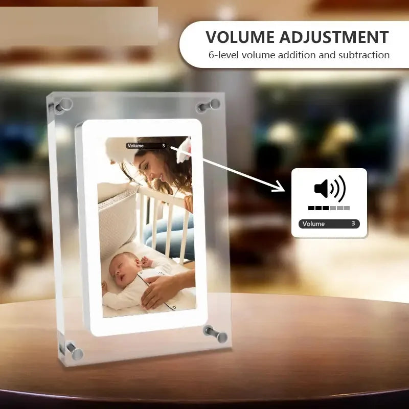 Acrylic Digital Photo Frame 5 Inch 1000mAh IPS Screen 2G Memory Volume button Speaker Type C Cut Gift for Loved Porta Retrato