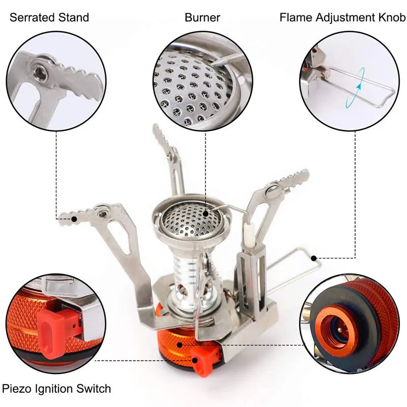 캠핑용품 3000W Mini Gas Stove Outdoor Folding Tourist Burner Portable Furnace Picnic Cooking Camping Supplies