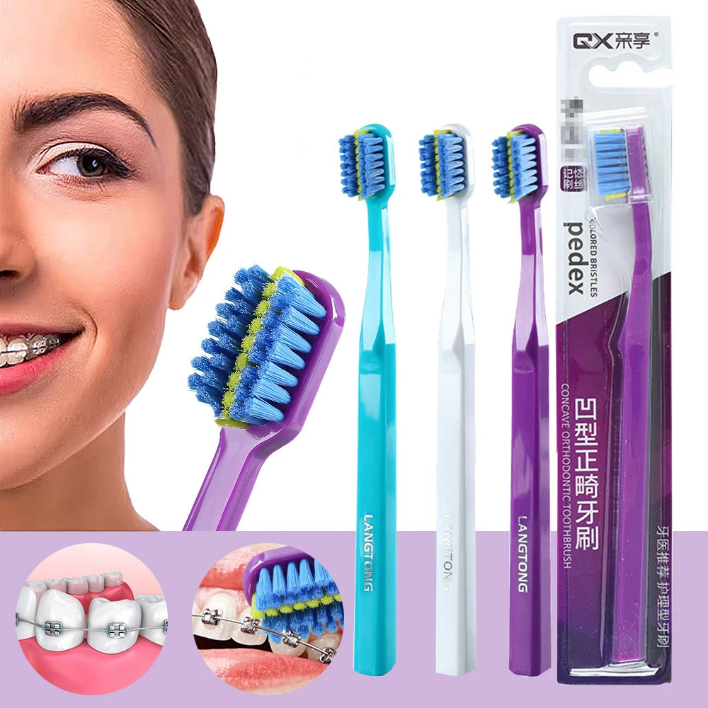 Soft Bristle Toothbrush Orthodontic Dental Cleaning Tooth Brush Concave And Convex Design Brace Clean Oral Hygiene Oral Health