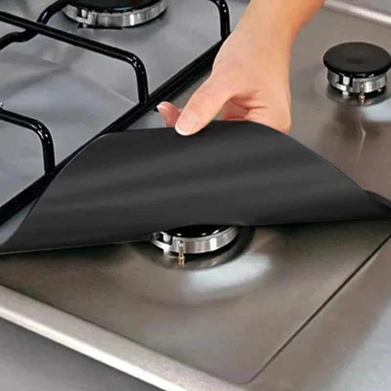 4Pcs Gas Stove Protectors Kitchen Reusable Burner Covers Mat Protector Cleaning Pad Liner Cover top  gas stove protectors