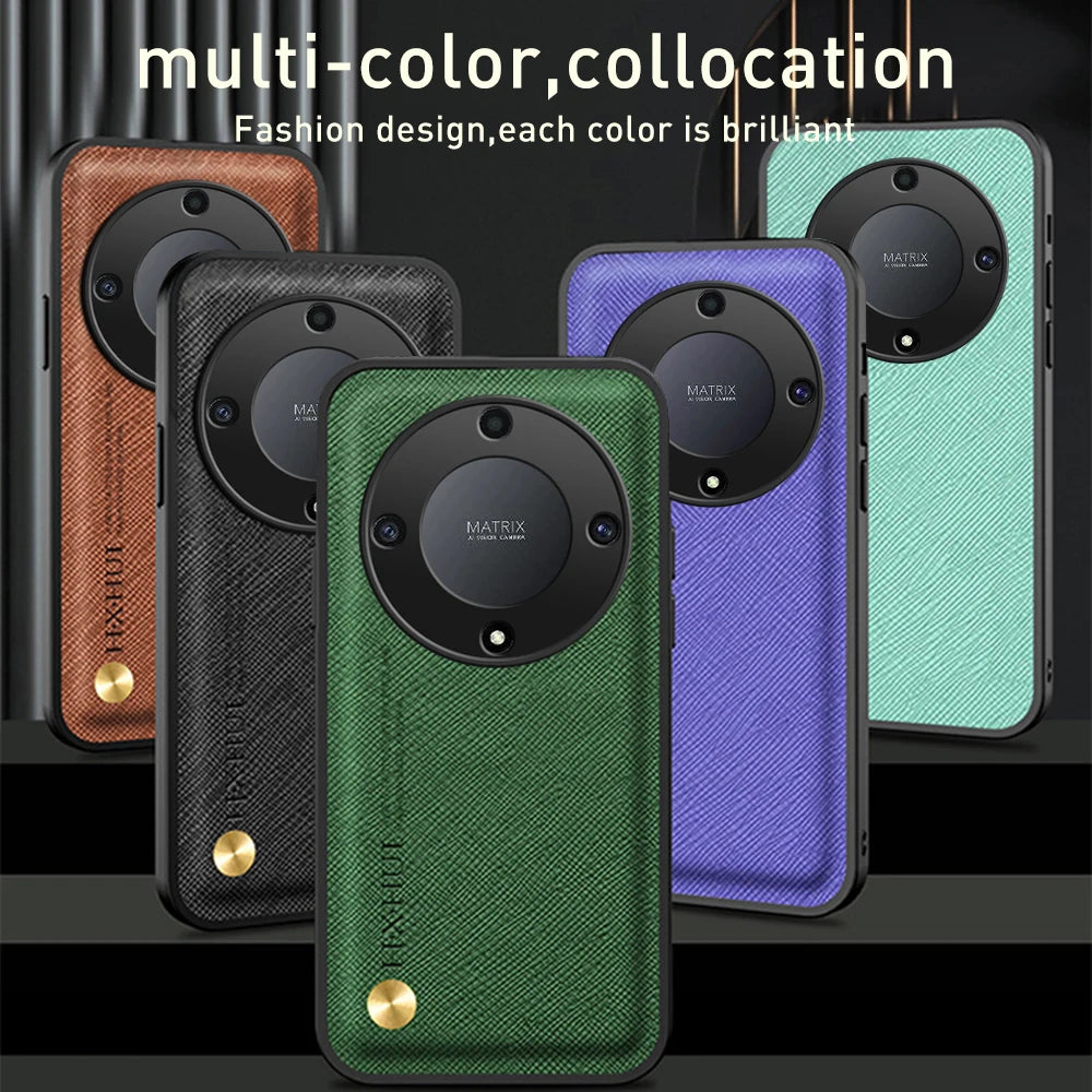 Luxury Cross Grain Leather Magnetic Back Cover For Honor X9a 5G Case HonorX9a Xonor Hone Oner X 9a X9 a 5G Camera Protect Fundas