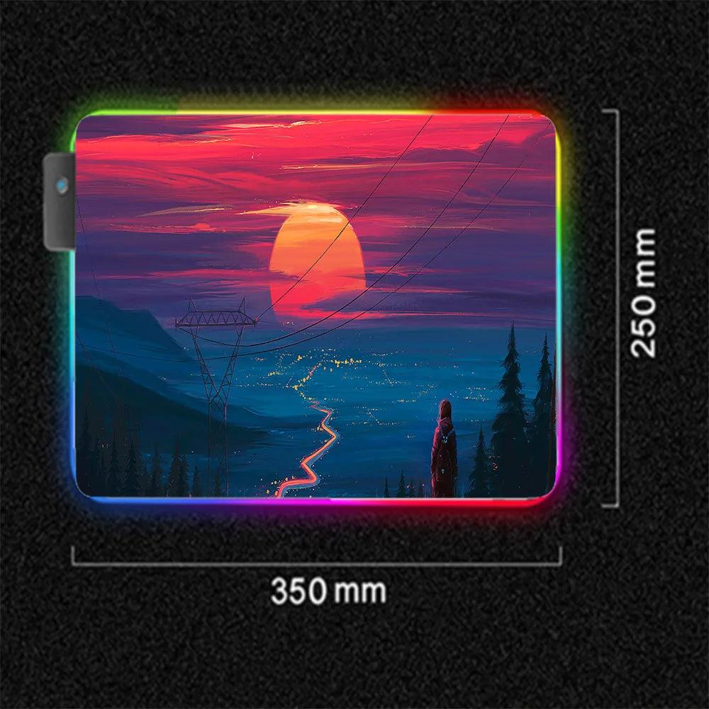 Anime Sunrise Landscape LED USB Gamer Accessories Computer Mat Notebook Countertop Office Mousepad XXL Deco Gaming Rgb Mouse Pad - Twinsupliers