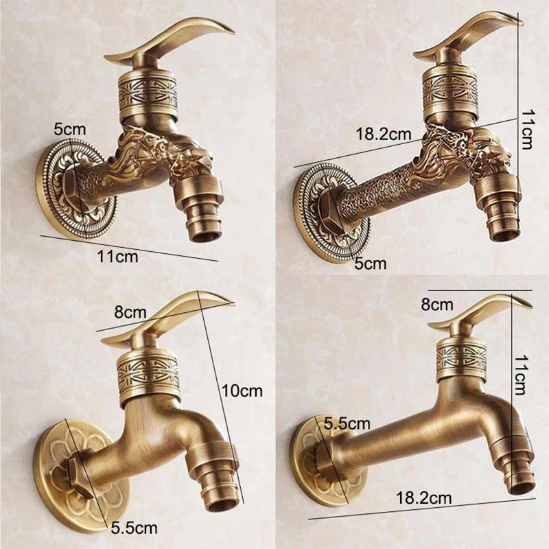 Anituqe Bronze Washing Machine Crane Decorative Outdoor Faucet Garden Bibcock Tap mop Faucet EL505 - Twinsupliers