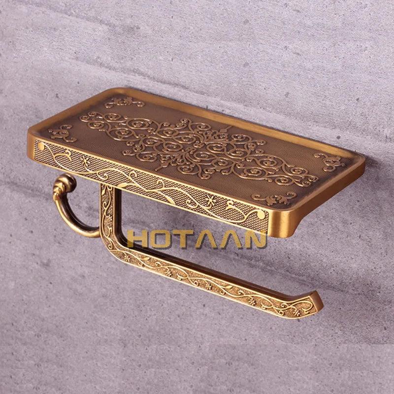 Antique Brass Toilet Paper Holder Bathroom Mobile Holder Toilet Tssue Paper Roll Holder Bathroom Storage Rack Accessory YT-1492 - Twinsupliers