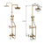 Antique Brass Wall Mounted Bathtub Shower Set Faucet Dual Handle with Commodity Shelf Long Spout Bathroom Shower Mixers Rainfall - Twinsupliers