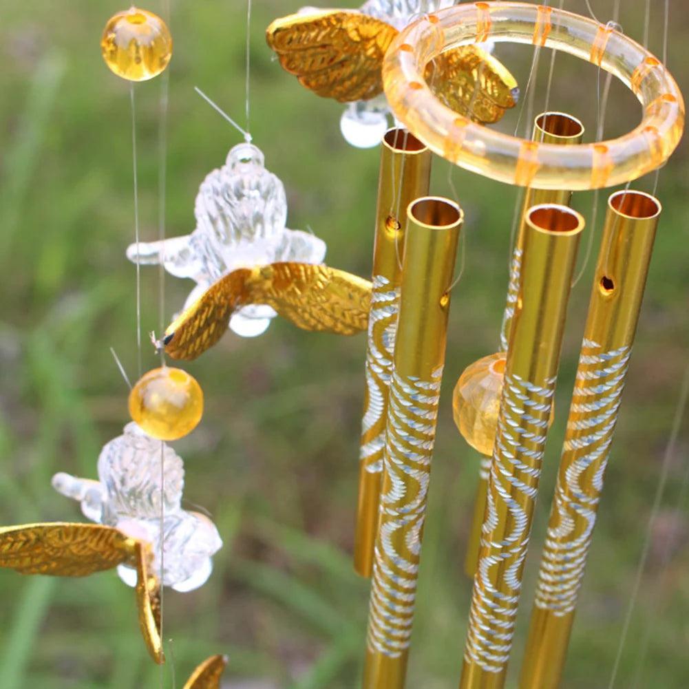 Antique Resonant 4Tubes Love Angel Wind Chime Bells Hanging Living Bed Home Decor Gift Car Outdoor Yard Garden Deco Wind Chimes - Twinsupliers