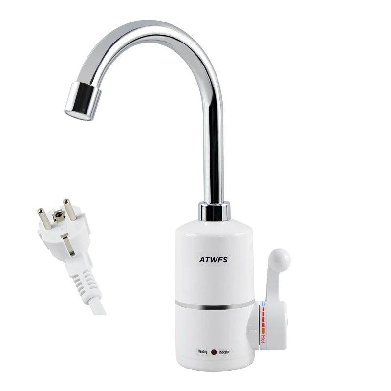 ATWFS Electric Heater Water Heater Instant Hot Water Kitchen Faucet Instant Electric Water Faucet Heating 3000W EU Plug - Twinsupliers