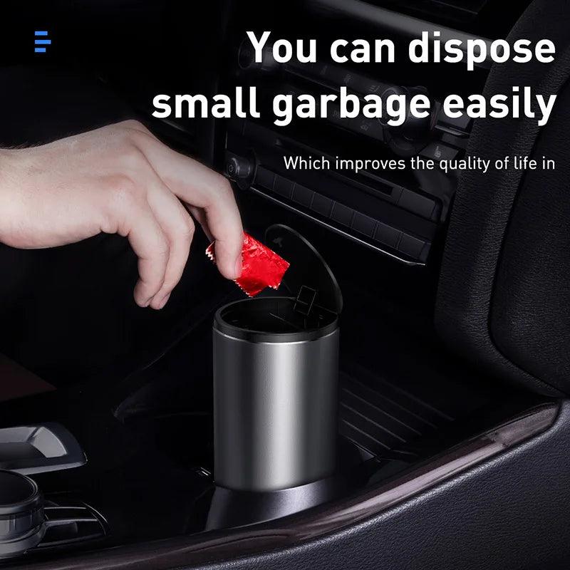 Baseus Car Trash Bin Alloy Garbage Can For Car Dustbin Waste Rubbish Basket Bin Organizer Storage Holder Bag Auto Accessories - Twin suppliers 