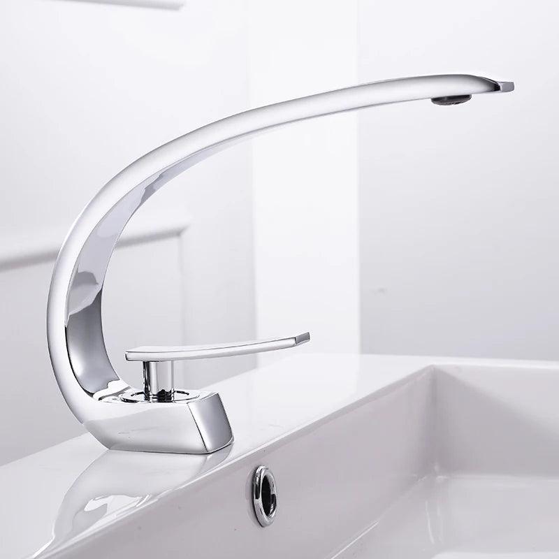 Basin Faucets Modern Bathroom Mixer Tap Brass Washbasin Faucet Single Handle Single Hole Elegant Crane For Bathroom LH-16990 - Twinsupliers