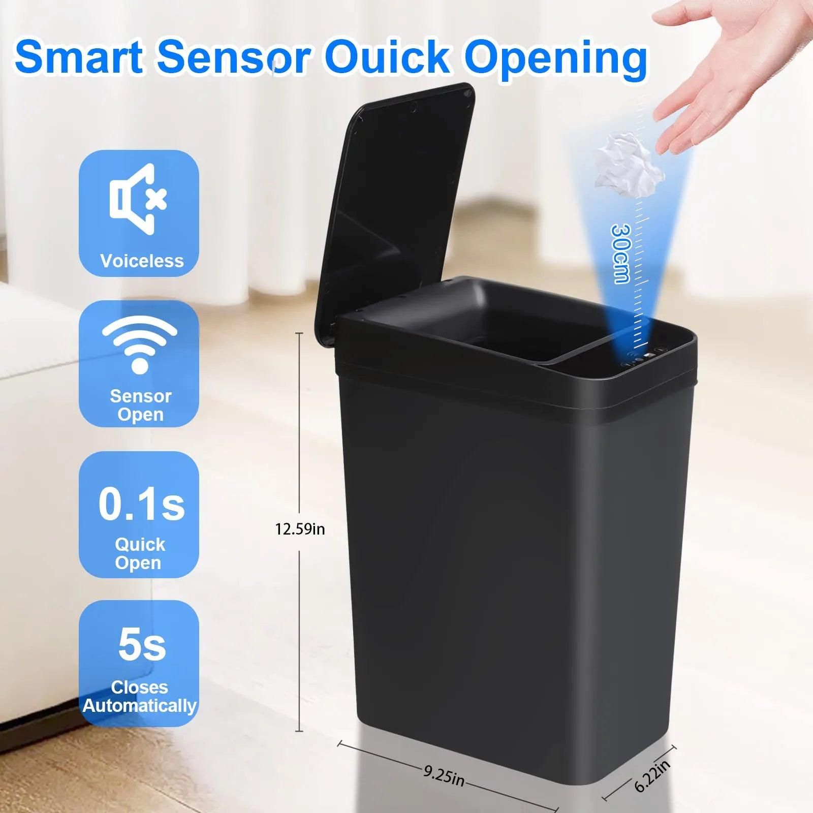 Bathroom Touchless Trash,12L Motion Sensor-Activated Trash Can with Lid,Automatic Kitchen Trash for Office,Living Room,Bedroom - Twin suppliers 