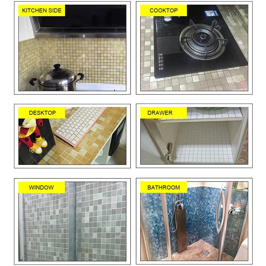 Bathroom Waterproof Tiles Wall Sticker Self-Adhesive Kitchen Stove Oil-Proof Fireproof Wallpaper Aluminum Foil Decorative Film - Twinsupliers