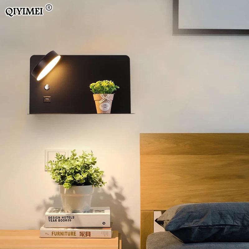 Bedroom LED Wall Lights With Switch 5V 2.1A USB Charging Interface With Flower Luminaire Wandlamp Indoor Fixtures Deco Maison - Twinsupliers