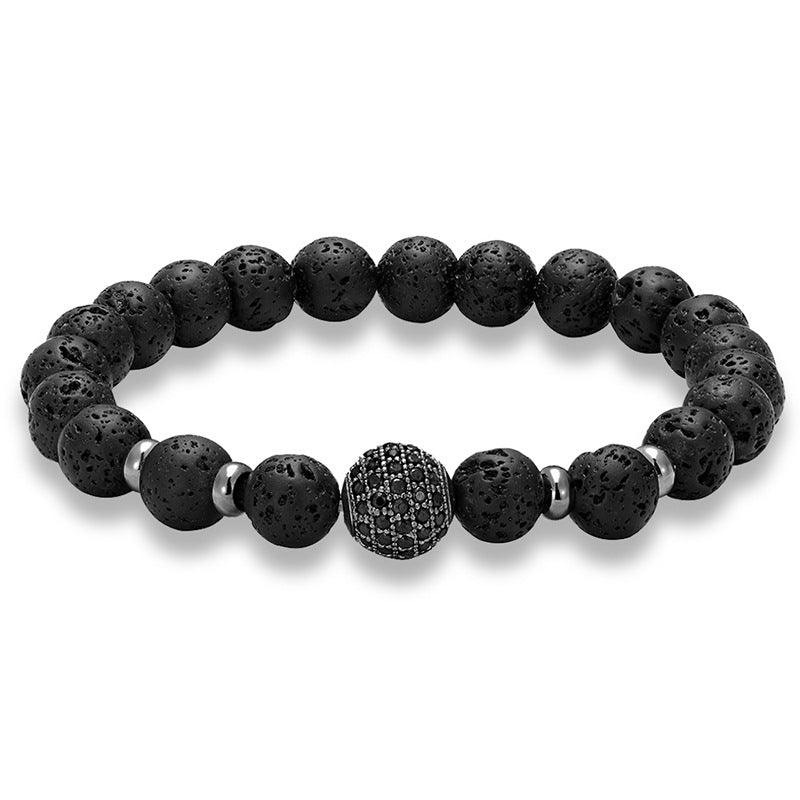 Best Seller In Europe And America Micro-inlaid Black Diamond 10MM Zircon Volcanic Rock Bracelet Bracelet - Twinsupliers