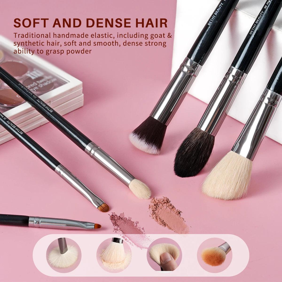 BETHY BEAUTY 1 PC Goat Hair Blender Highlighter Blush Buffer Face Shape Shader Soft Crease Makeup Brush For Face - Twin suppliers 