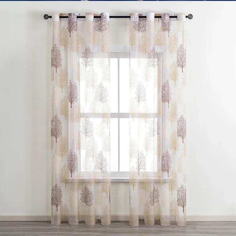 BILEEHOME Coffee Small Sheer Curtains for Living Room the Bedroom Kitchen Modern Shower Tulle Curtains Finished Window Treatment - Twin suppliers 