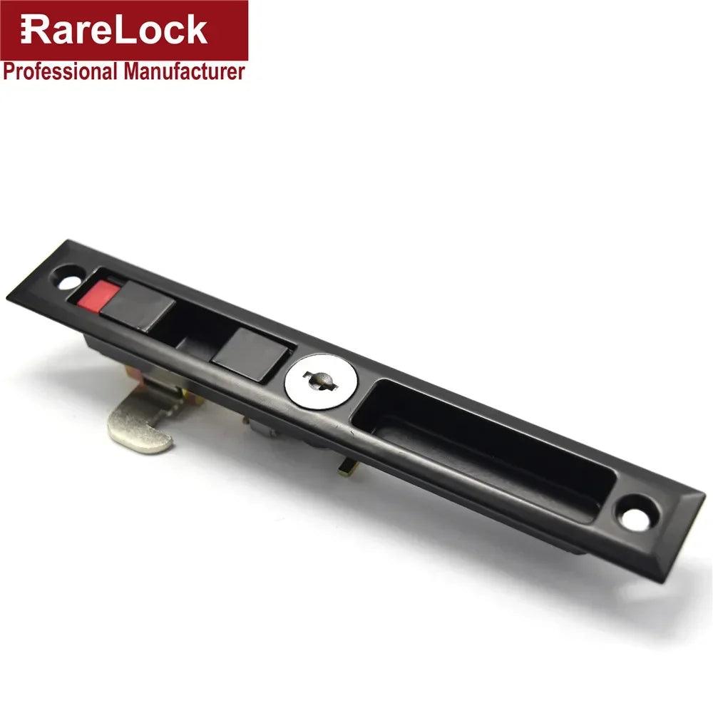 Black Sliding Door Lock 2 Brass Keys for Room Bathroom Accessories Funiture Latch Rarelock MMS226 D - Twinsupliers