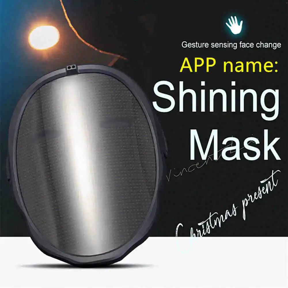 Bluetooth RGB Light Up LED Mask Diy Picture Animation Text Halloween Christmas Carnival Costume Party Game Child Masks Deco GIFT - Twinsupliers