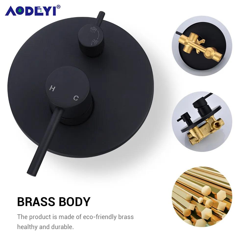 Brass Black Bath Shower Faucets 8-12" Rain Shower Head Bathroom Shower Set Diverter Mixer Valve Shower System Wall Mounted - Twinsupliers