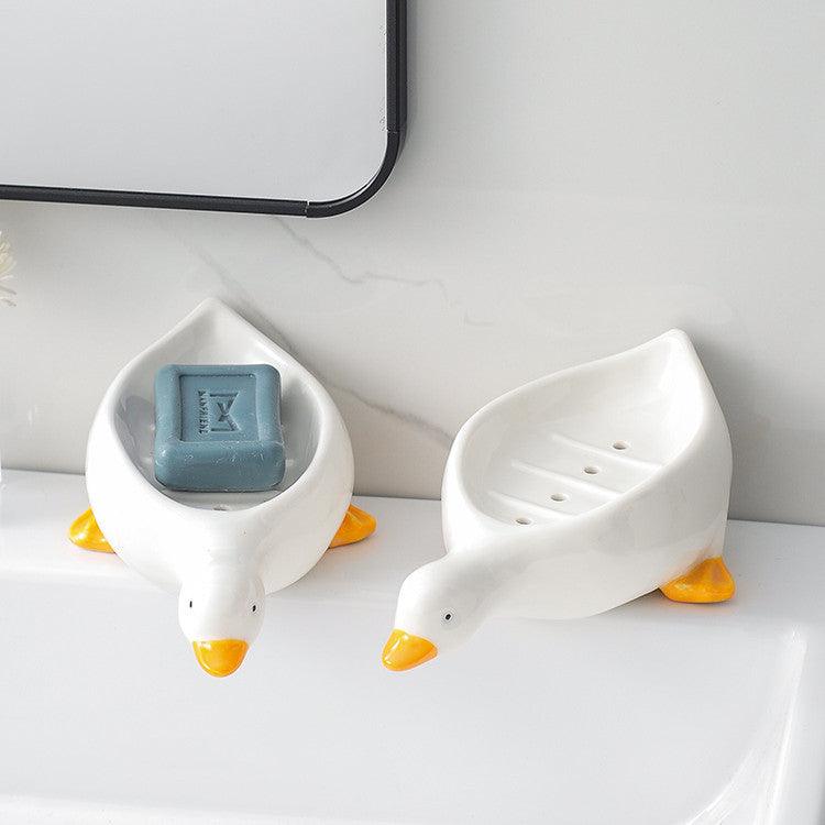 Cartoon Creative Cute Duck-shaped Ceramic Soap Box - Twinsupliers