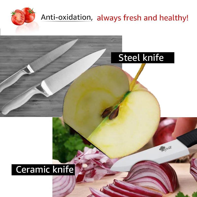 Ceramic Knives Kitchen knives 3 4 5 6 inch Chef knife Cook Set+peeler white zirconia blade Multi-color Handle High Quality - Twin suppliers 