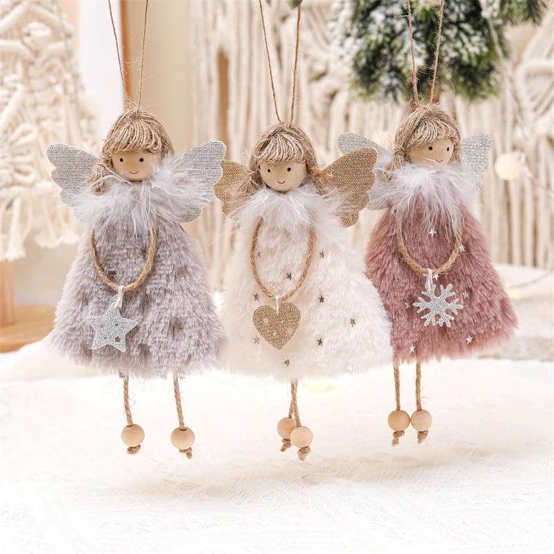 Christmas Plush Angel Girl Boy Dolls Xmas Tree Ornament Natal Noel Deco Christmas Decorations for Home New Year 2023 Kids Gifts - Twinsupliers